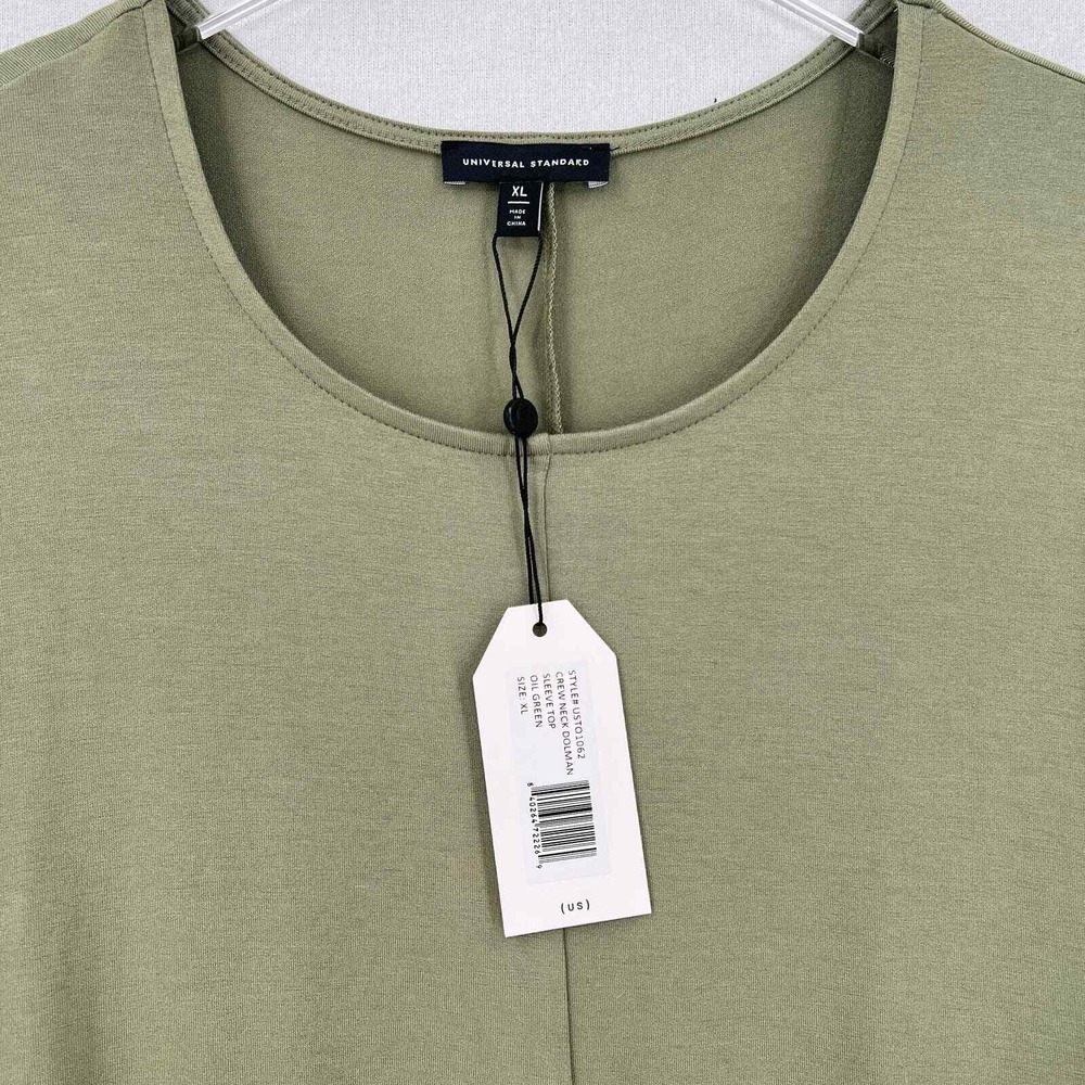 UNIVERSAL STANDARD liquid Jersey Crew Neck Dolman Top Womens XS Oil Green Casual - Picture 9 of 16
